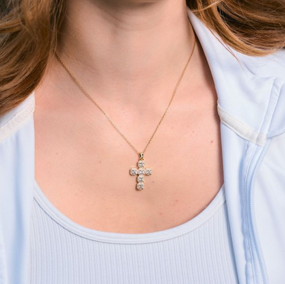 Diamond Cross Adjustable Necklace- Gold