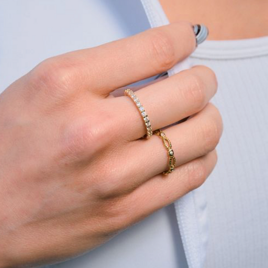 Rowan Gold Link and Gem Ring