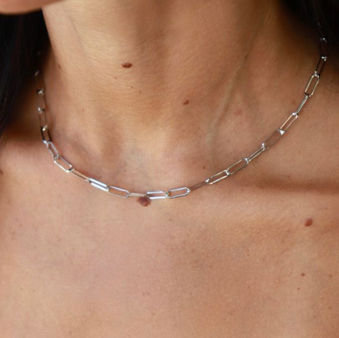 Paige Paperclip Necklace- Silver