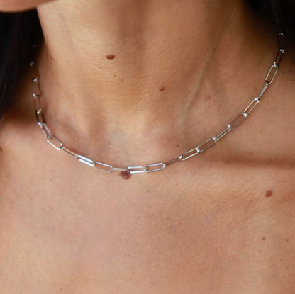 Paige Paperclip Necklace- Silver