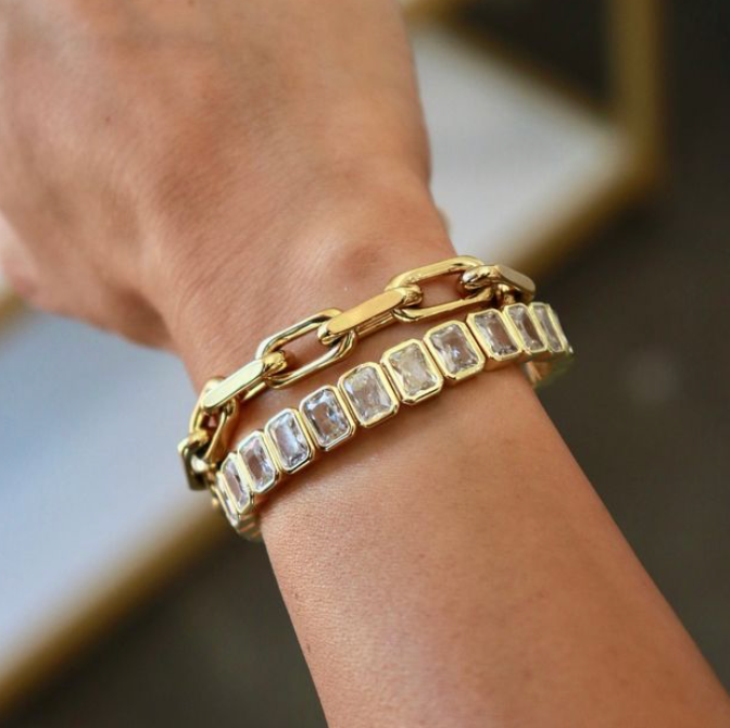 Wren Baguette Crystal Elastic Bracelet