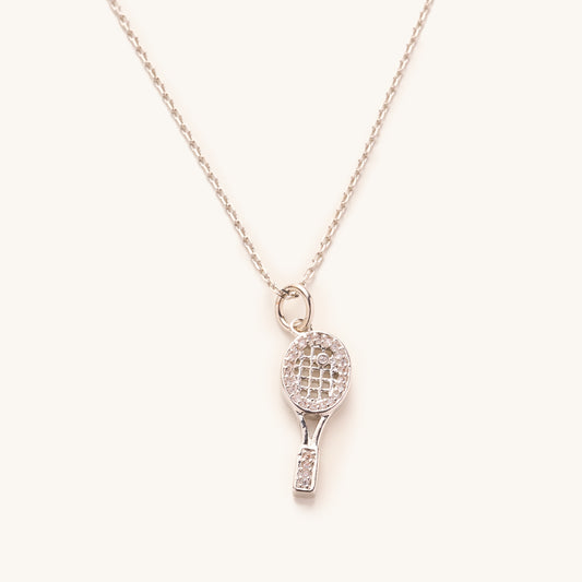 Silver Shimmer Tennis Racket Necklace