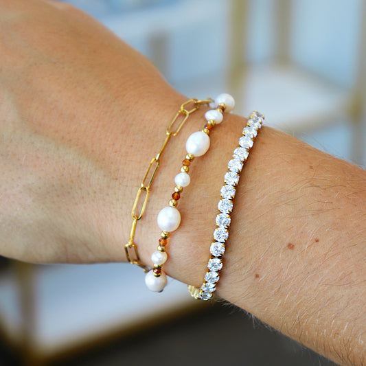 Jackie Pearl Brown Bead Bracelet