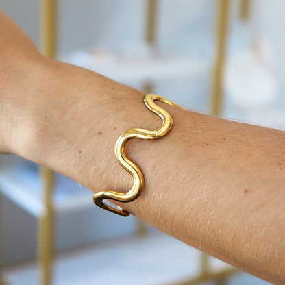 Mollie Wave Gold Cuff Bracelet
