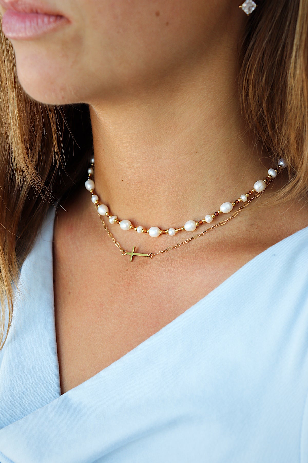 Jackie Pearl Brown Bead Necklace