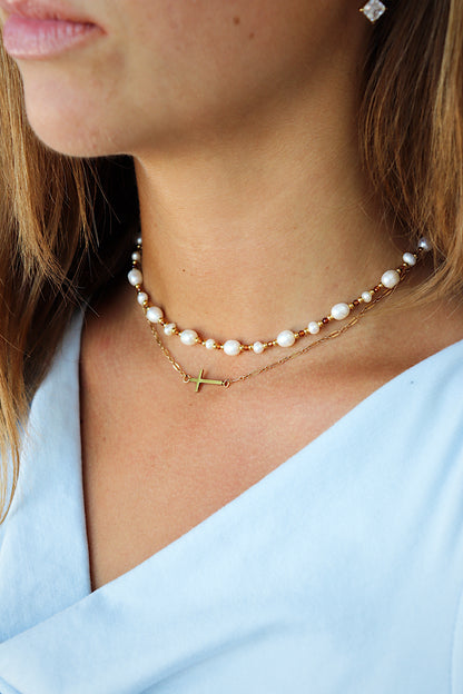 Jackie Pearl Brown Bead Necklace