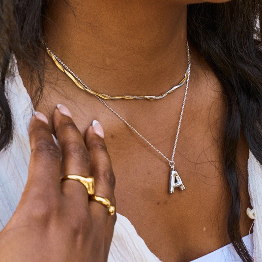 Bubble Initial Charm Necklaces- Silver