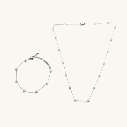 Camille Pearl Set- Silver