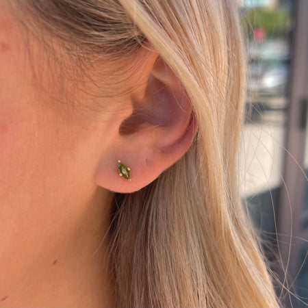 Green Oval Gem Stud Earrings