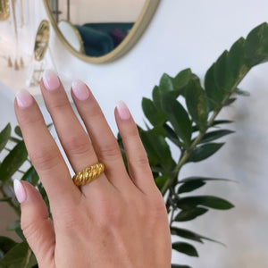 Gold Croissant Ring - Nikki Smith Designs 