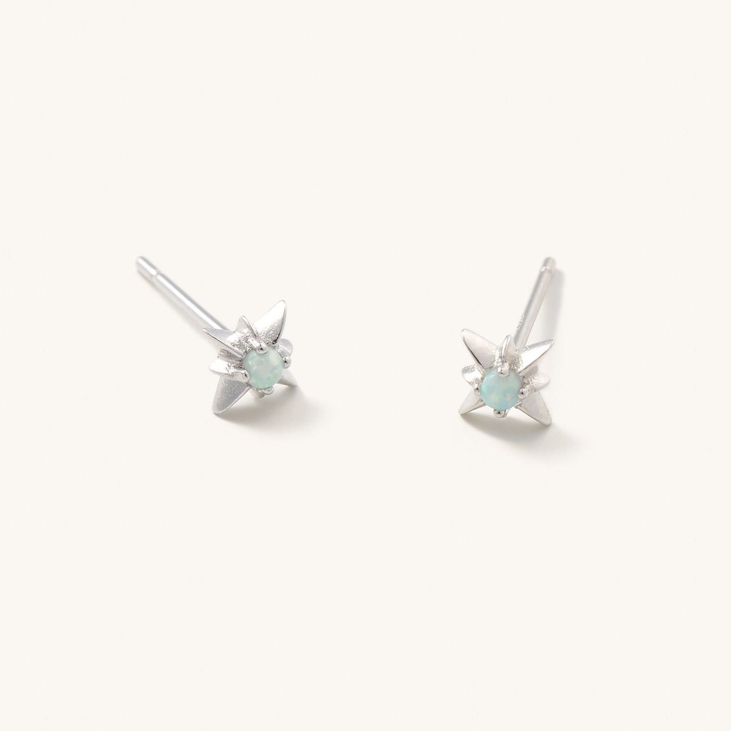 Zelda Silver Opal Star Studs