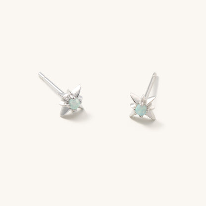 Zelda Silver Opal Star Studs