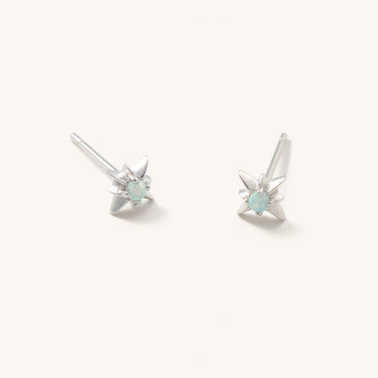 Zelda Silver Opal Star Studs