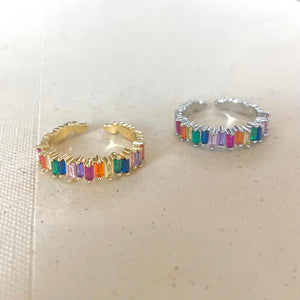 Silver Rainbow Adjustable Ring