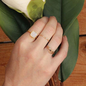 Black Gem Stackable Gold Ring - Nikki Smith Designs 