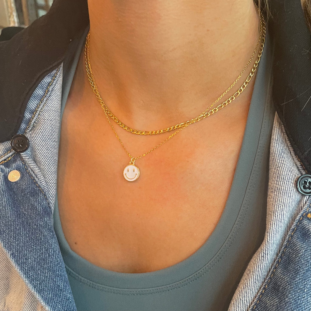 White Smiley Necklace - Nikki Smith Designs 