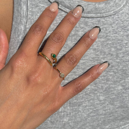 Lou Circle Pave Gem Ring- Waterproof Gold