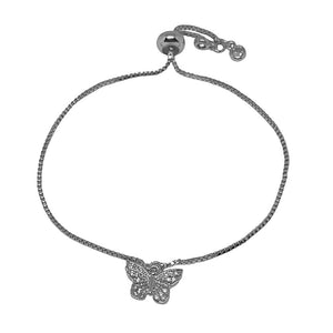 Silver Butterfly Adjustable Bracelet