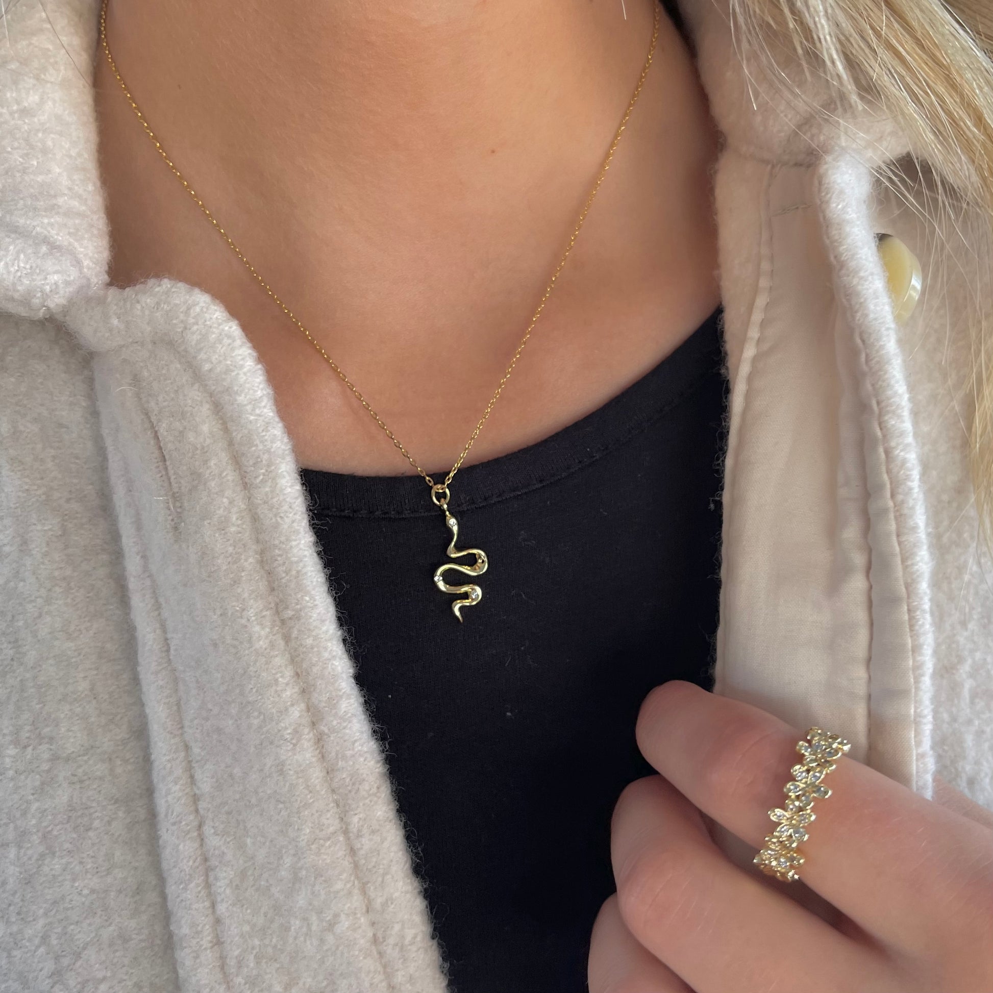 Gold Snake Short Necklace - Nikki Smith Designs 