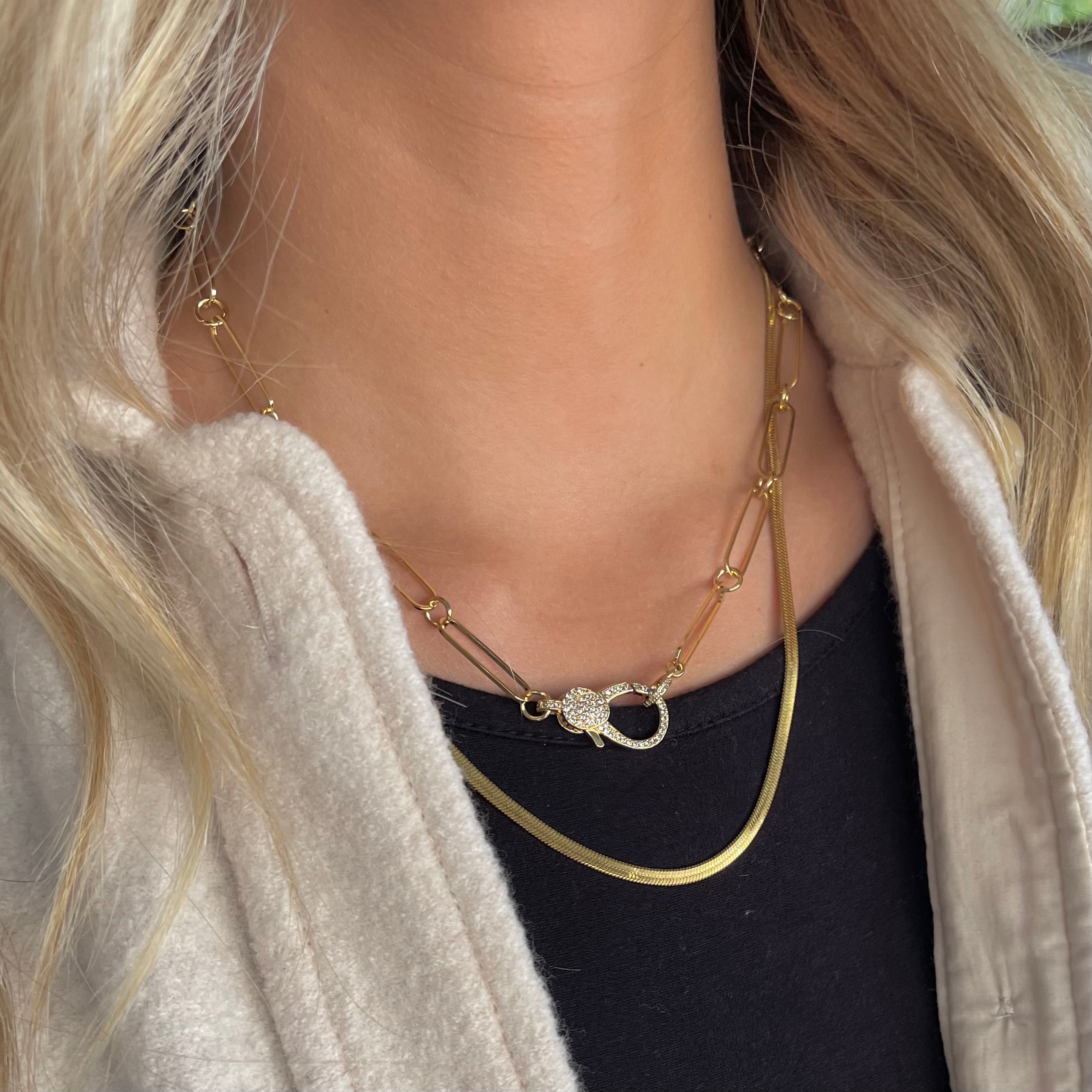 Ann Layering Gold Necklaces Herringbone Gold Necklace (3rd Necklace)
