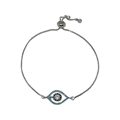 Adger Blue Gem Eye Silver Adjustable Bracelet