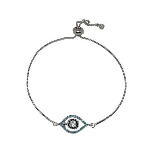 Adger Blue Gem Eye Silver Adjustable Bracelet