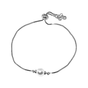 Silver Pearl Adjustable Bracelet