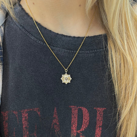 Gold Halo Gem Necklace
