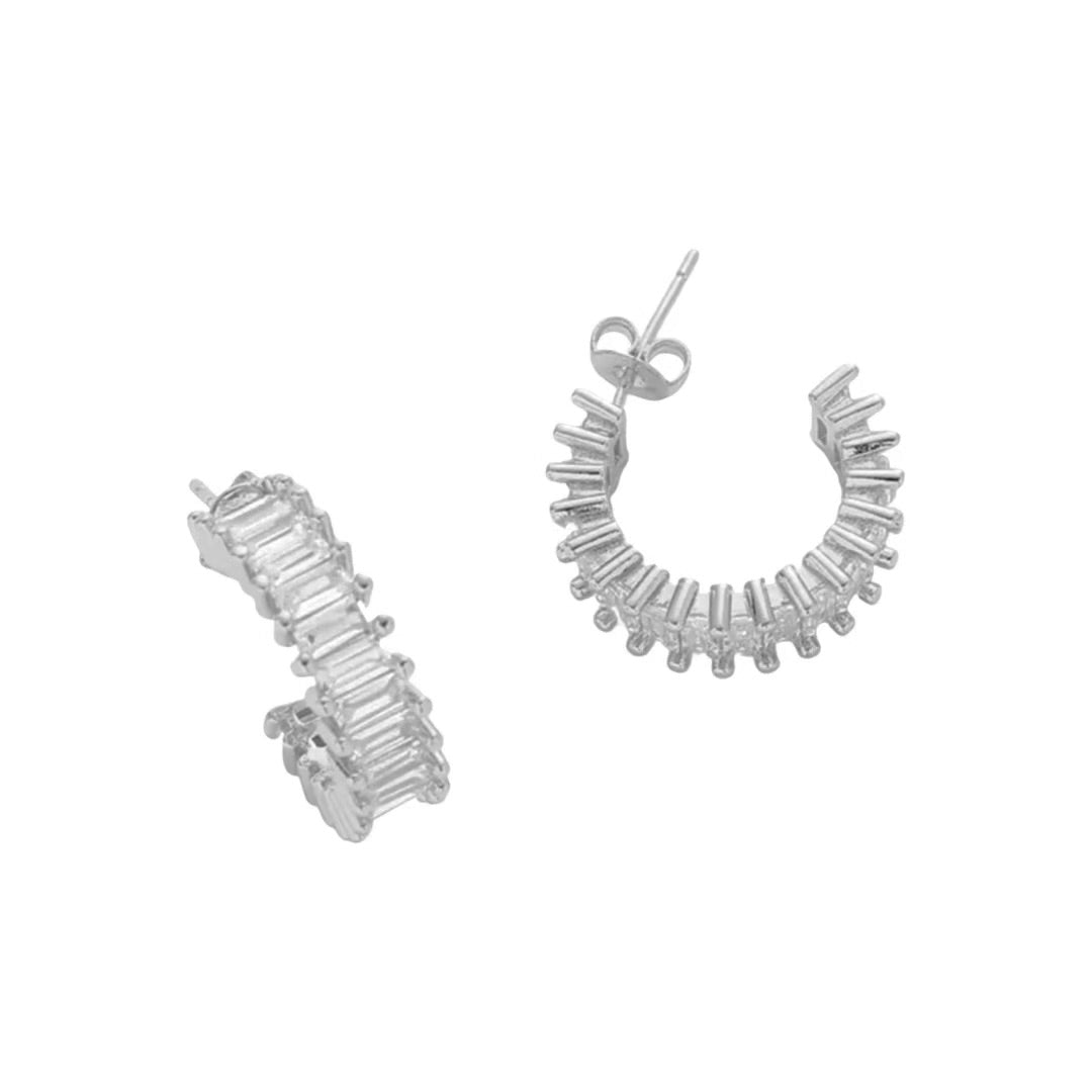 Esther Silver Diamond Hoops