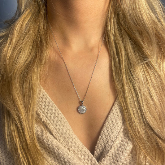 Silver Antique Crystal Adjustable Necklace