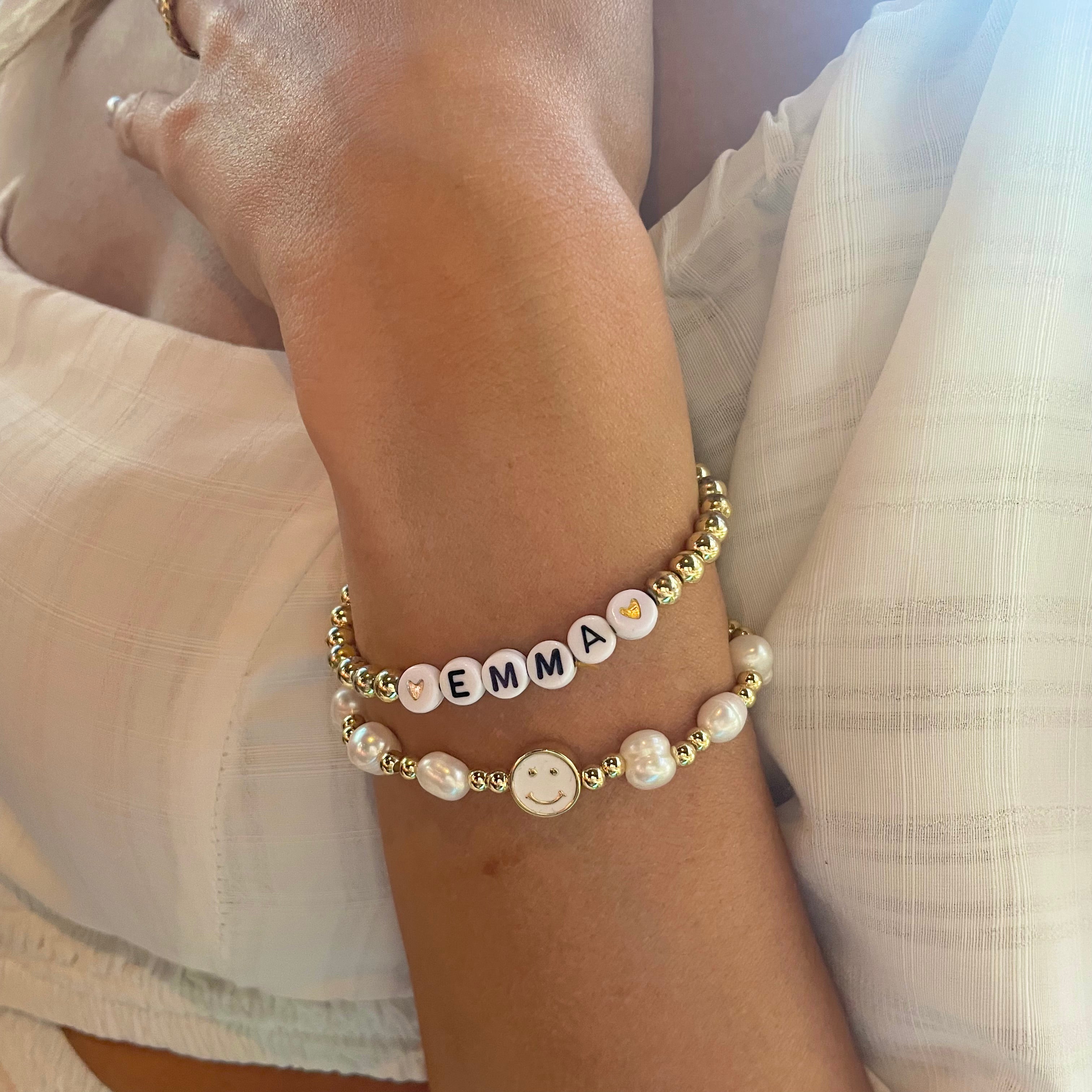 Buy Personalised Beaded Bracelet Marble Beads Name Bracelet Word Bracelet  Online in India - Etsy