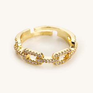 Gold Chain Link Adjustable Ring - Nikki Smith Designs 