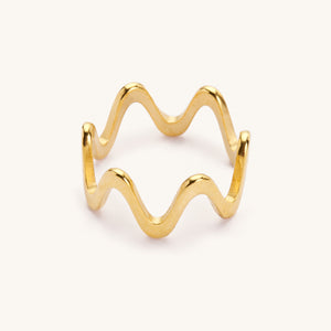 Golden ring for finger with a wave design