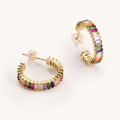 Rainbow Shimmer Hoops - Nikki Smith Designs 