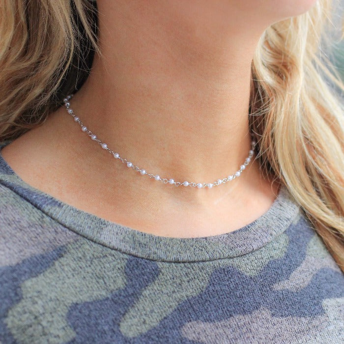 Elite Graduated White Pearl Choker With Golden Beads - Pure Pearls