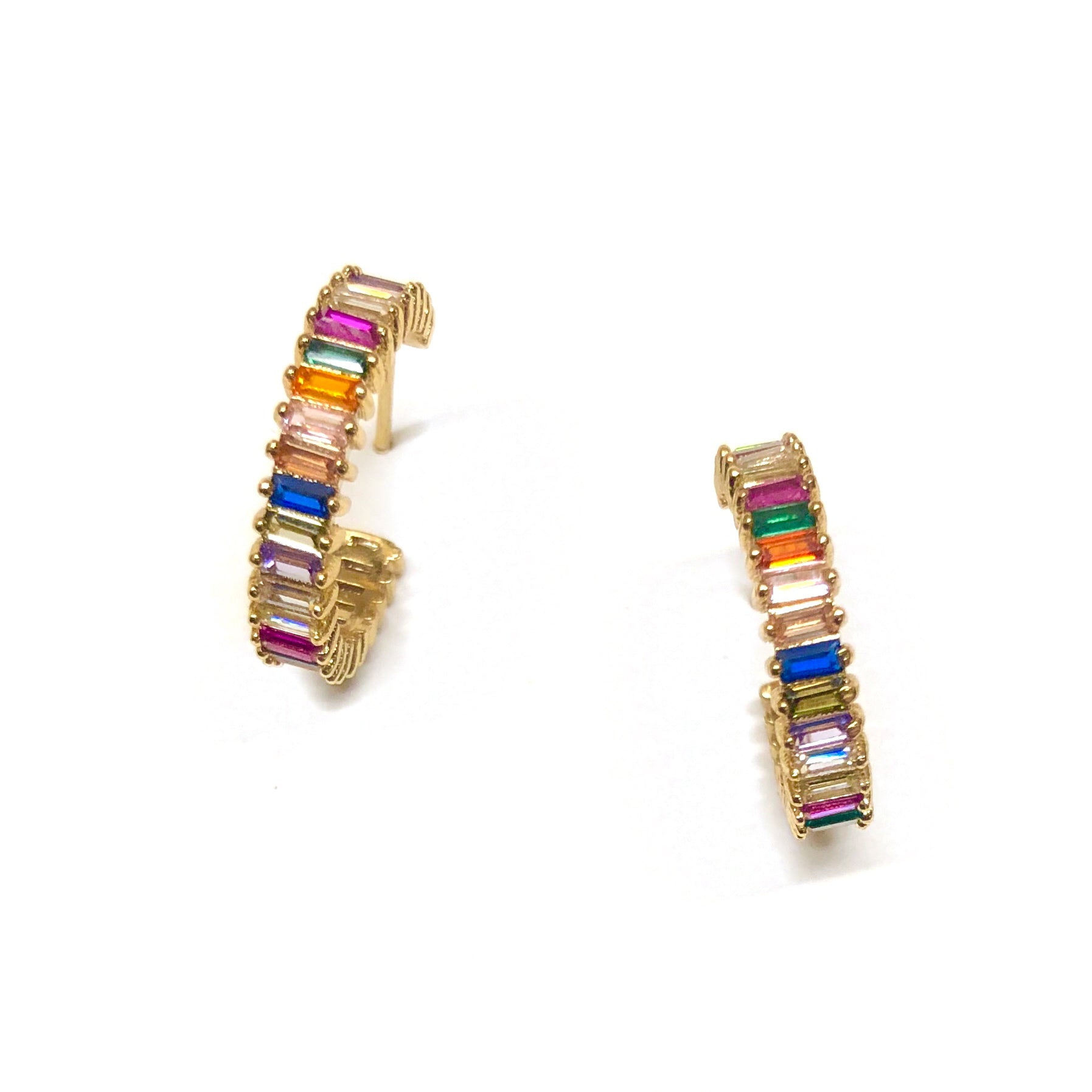 Big Rainbow Shimmer Hoop Huggie Earrings-Colorful and Trendy – Nikki ...