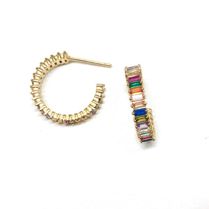 Big Rainbow Shimmer Hoop Huggies - Nikki Smith Designs 