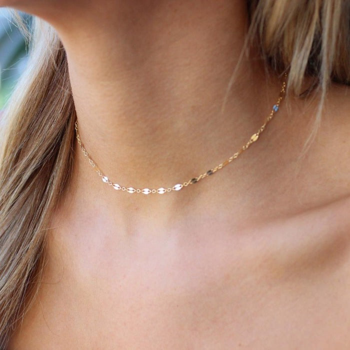 Shimmering Golden Plain Chain Choker - Nikki Smith Designs 